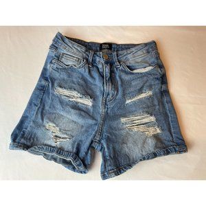 Simple Society Women Denim Jeans Shorts Distressed 100% Cotton Blue Size 3/26